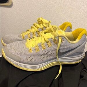 Nike Gray and Yellow Athletic Shoes with Cushioned Support